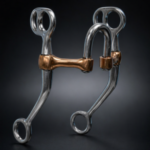 Tom Thumb Curved Shank SS Bit, Copper Mouth and SS Swivel High Port