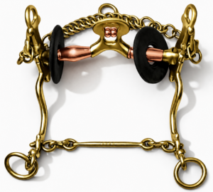 Paso Fino Spoon Port Curb Brass Bit with Copper Rollers and Beads