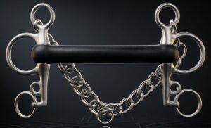 Pelham Bit SS with hard Rubber Straight Mouth