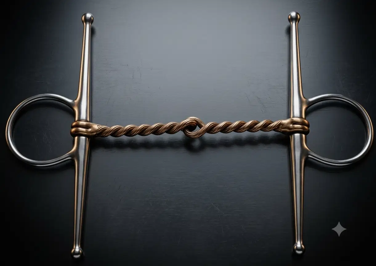 Full Cheek Snaffle Bit SS, Twisted Copper Wired Mouth