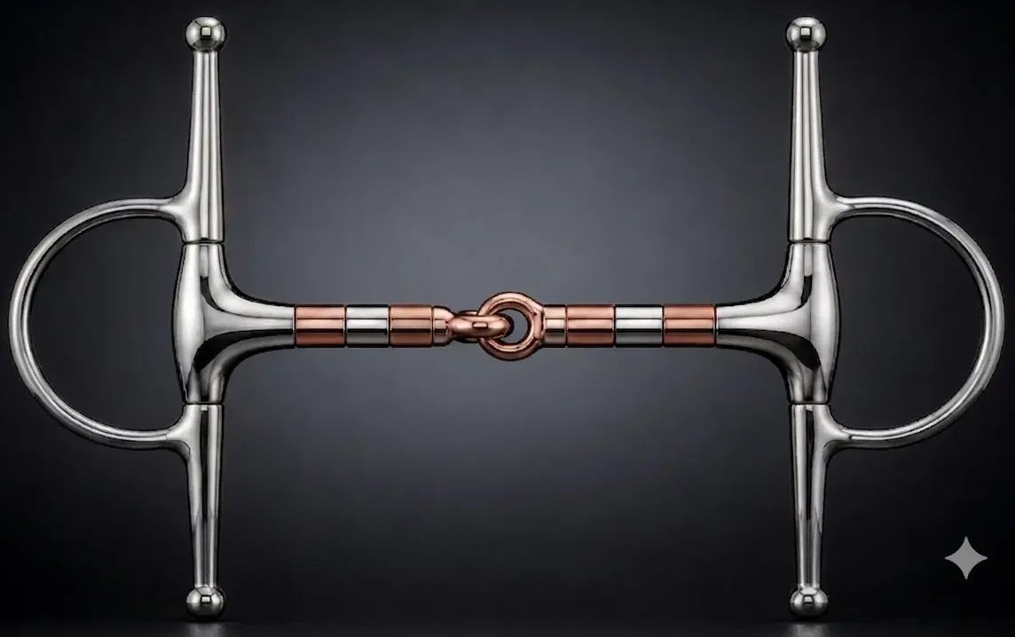 Full Cheek Snaffle Bit SS with Copper & SS Rollers Single Jointed Mouth