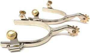Stainless Steel English Spurs with Brass Rowel and buttons