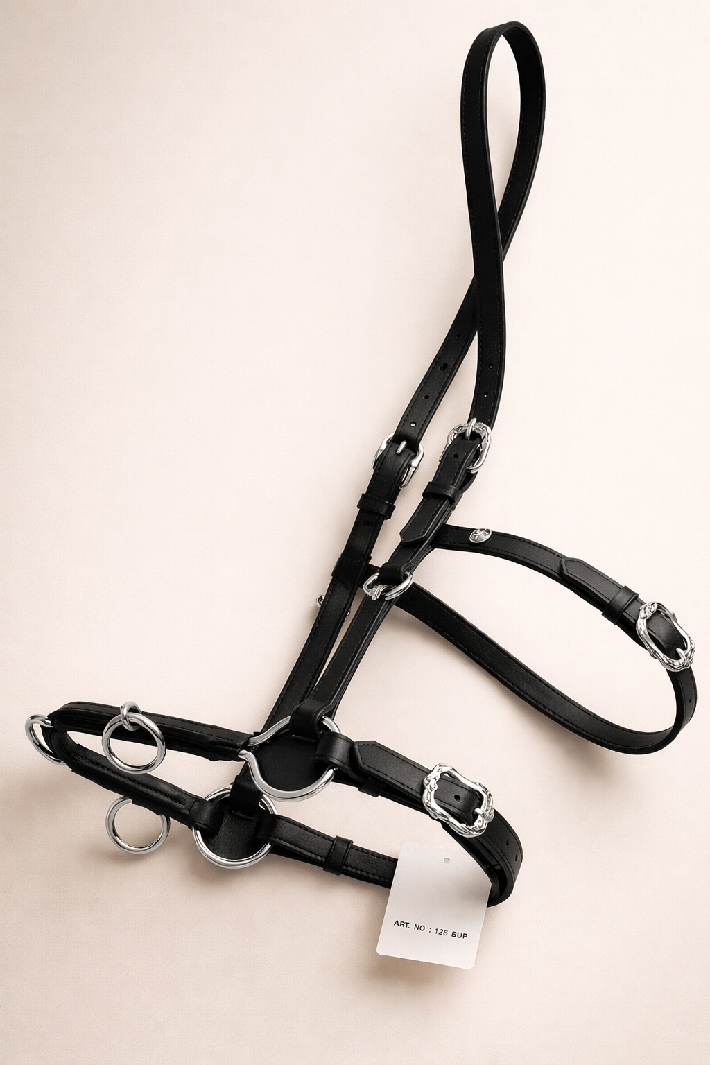 Lugging Cavesson Black Leather with Stainless Steel hardware