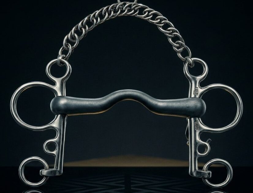 Pelham Bit SS Hard Rubber Ported Mouth