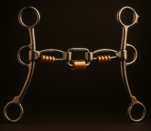 Barrel Racing Gag Bit SS, brass beads & Copper Roller