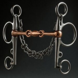 Pelham Bit SS, Double Jointed Solid Copper Mouth and Lozenge
