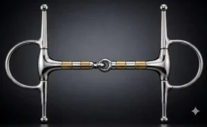 Full Cheek Snaffle Bit SS with Brass & SS Rollers Single Jointed Mouth