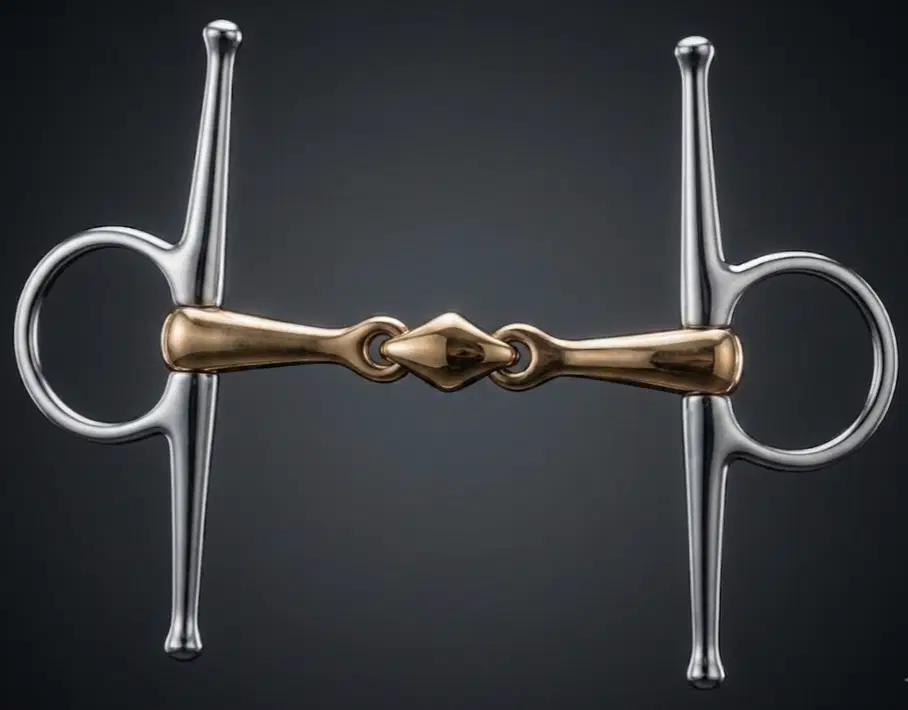 Full Cheek Snaffle Bit SS, Double Jointed Mouth with Brass Lozenge