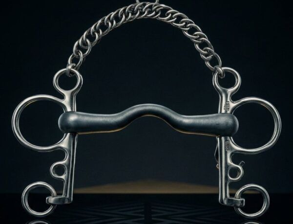 Pelham Bit SS Hard Rubber Ported Mouth