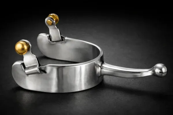 Reining Spurs SS brass Round fix End