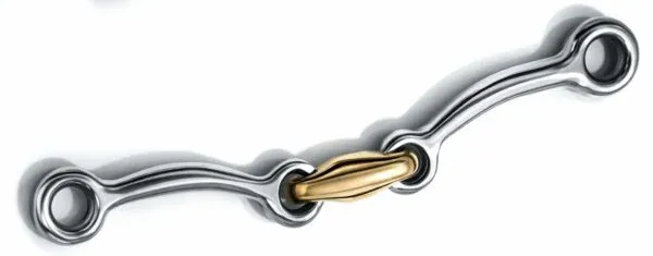 Solid Rounded SS Double Jointed Mouth Piece with Brass Lozenge