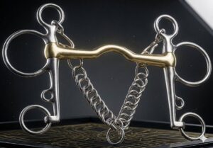 Pelham Bit SS, Brass Mullen Mouth and SS Curb Chain