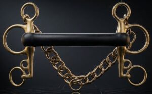Pelham Bit Brass with hard Rubber Straight Mouth