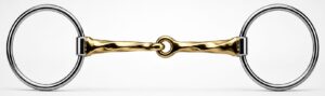 Loose Ring Snaffle Bit SS, 1/4″ Twisted Brass bar Single Jointed Mouth